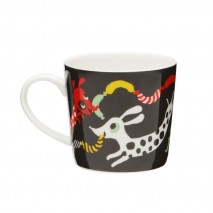 TAZA INFANTIL ANIMALES PORCELANA NEGRO