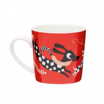 TAZA INFANTIL ANIMALES PORCELANA ROJA